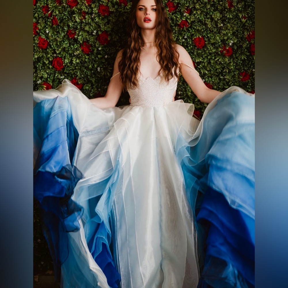 Bridal skirt only. For a wedding gown overlay. White blue and navy size